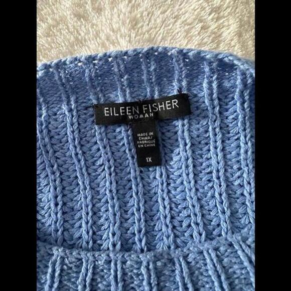 Eileen Fisher Woman 1X Blue Knit Sweater – Cozy & Stylish - Picture 2 of 2